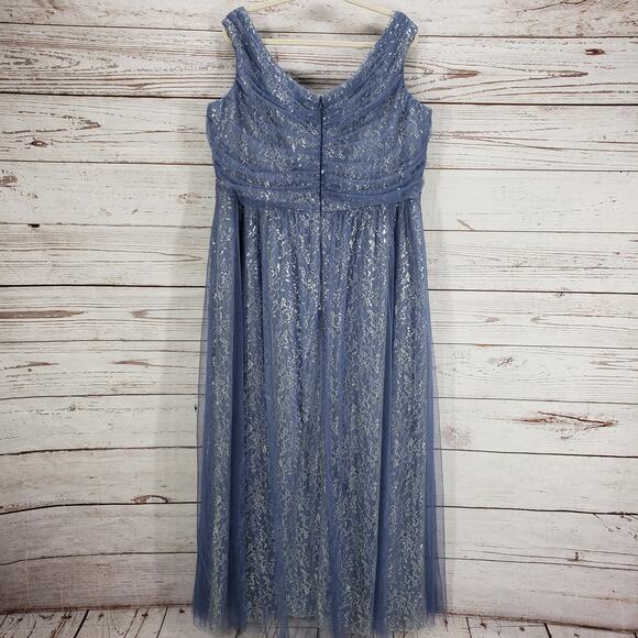 Dessy Collection Vivian Diamond Women's Tulle Lace Off Shoulder Dress Size 26 - Picture 12 of 14